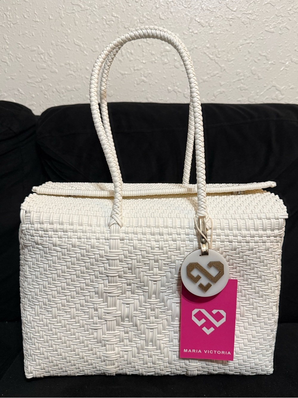 White Woven Tote Bag
